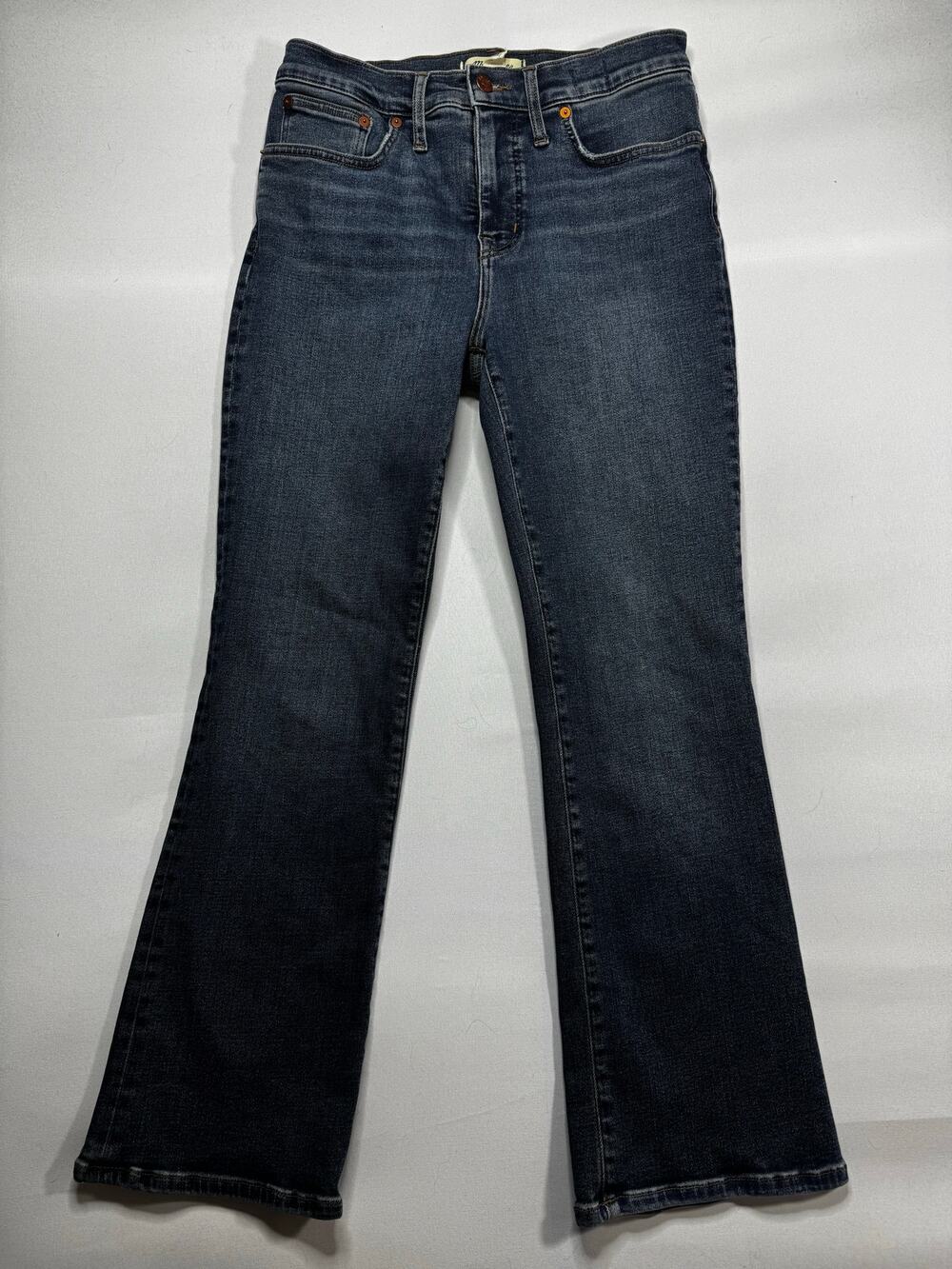 Madewell Women's Mid-Rise Kick Out Blue Stretch Denim Jeans - Size 26 (28x27)